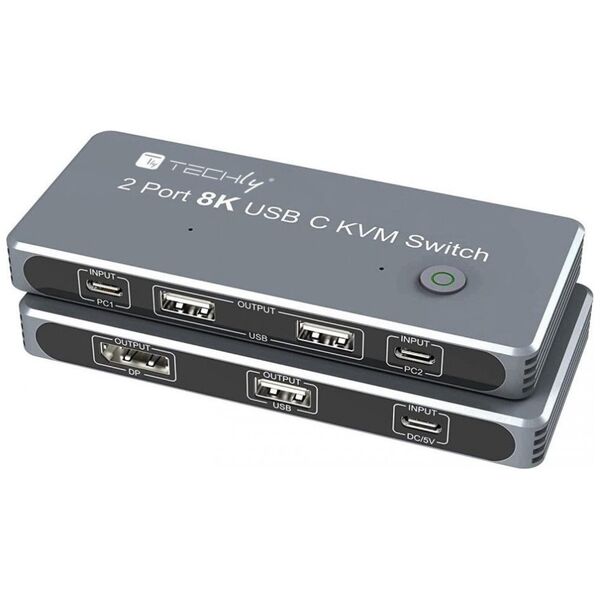 Przełącznik Techly TECHLY KVM USB-C Switch 8K DisplayPort 1.4 2xUSB-C 3xUSB 2.0 (365528) - 46280610