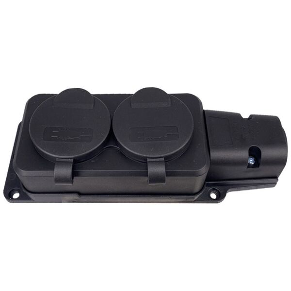 Extension socket No brand 5702, 2 way, 250V, 16A, Waterproof, Without cable, Black - 17871 έως 12 άτοκες Δόσεις