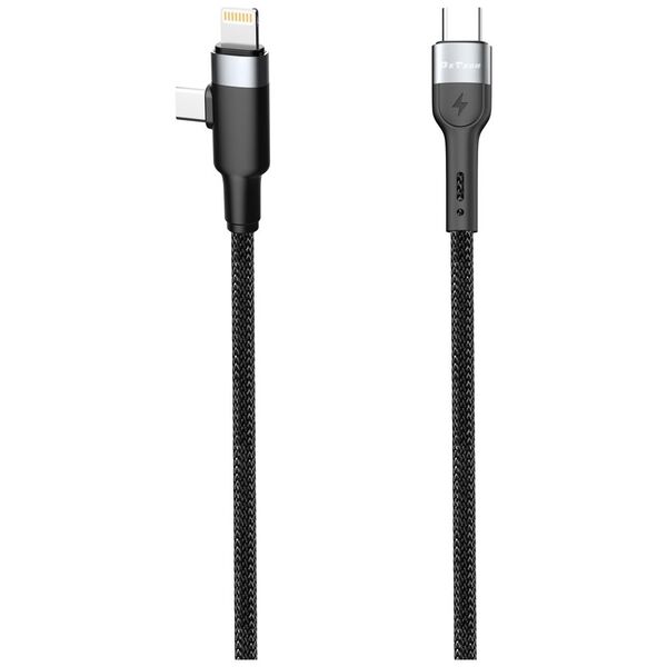 Καλώδιο φόρτισης DeTech DE-48CCL, 2 in 1, Type-C - Type-C, Lightning, 1.0m, Black - 40513 έως 12 άτοκες Δόσεις