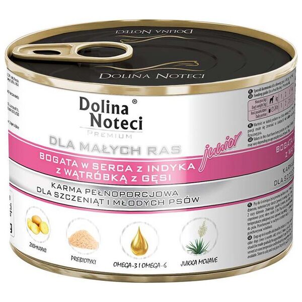 Dolina Noteci Premium Junior serca z indyka z wątróbką z gęsi 185 g
