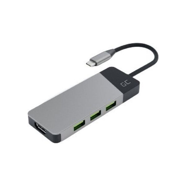 Stacja/replikator Green Cell Hub adapter USB-C Connect 3xUSB 3.1 HDMI 4K 60Hz USB-C PD 85W