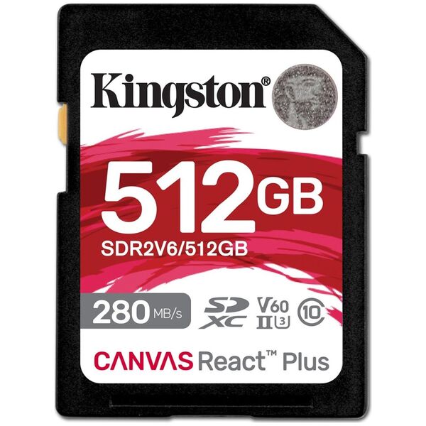 Karta Kingston Canvas React Plus SDXC 512 GB Class 10 UHS-II/U3 V60 (SDR2V6/512GB)