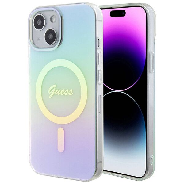 Guess Case for iPhone 15 / iPhone 14 / iPhone 13 - Guess IML Iridescent MagSafe (GUHMP15SHITSQ) - Turquoise 3666339154929 έως 12 άτοκες Δόσεις