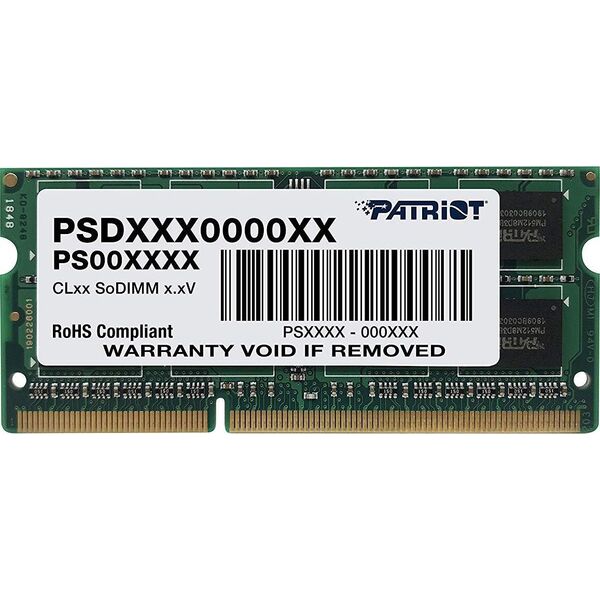 Pamięć do laptopa Patriot Signature, SODIMM, DDR3, 8 GB, 1600 MHz, CL11 (PSD38G16002S)