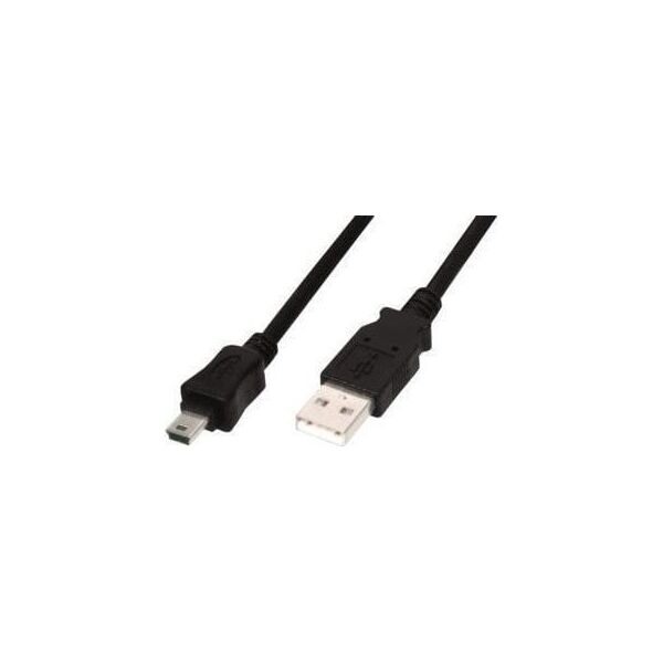 Kabel USB Digitus USB-A - miniUSB 1 m Czarny (AK-300130-010-S)
