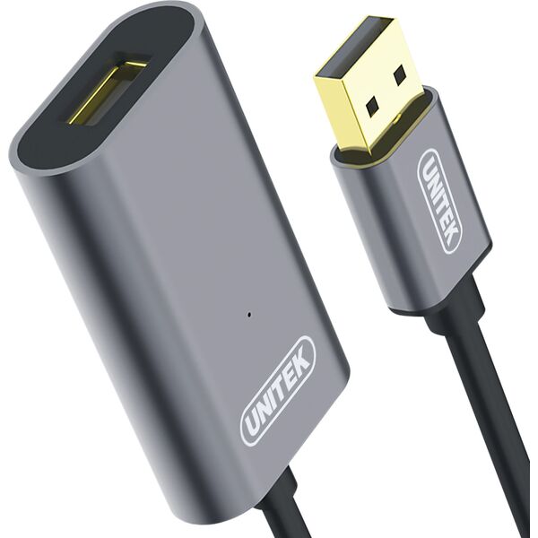 Kabel USB Unitek USB-A - USB-A 5 m Srebrny (Y-271)
