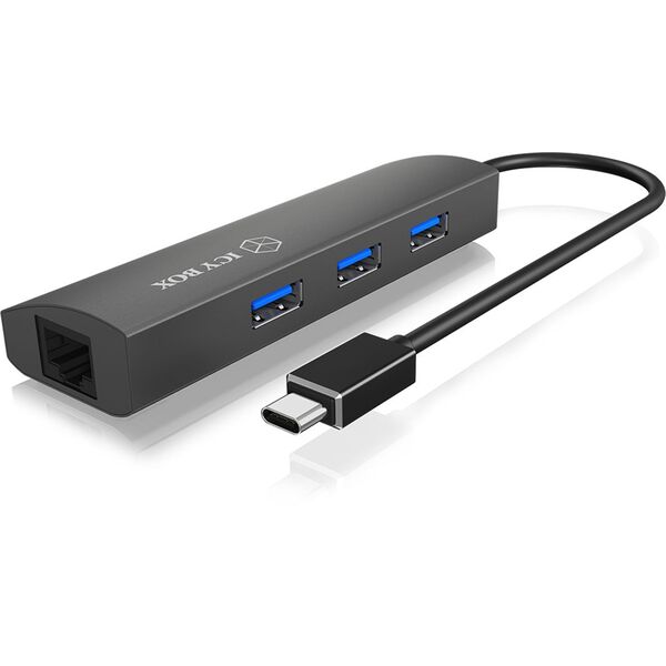 HUB USB Icy Box 1x RJ-45  + 3x USB-A 3.0 (IB-HUB1406-C)