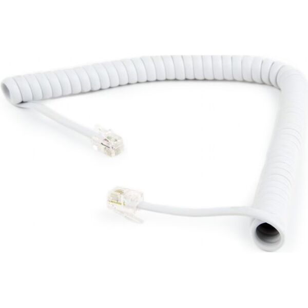 Gembird Spiralny kabel telefoniczny RJ10 (4P4C) 2m, biały (TC4P4CS-2M-W)