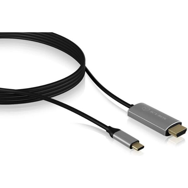 Kabel USB Icy Box USB-C - HDMI 1.8 m Srebrny (IB-CB020-C)