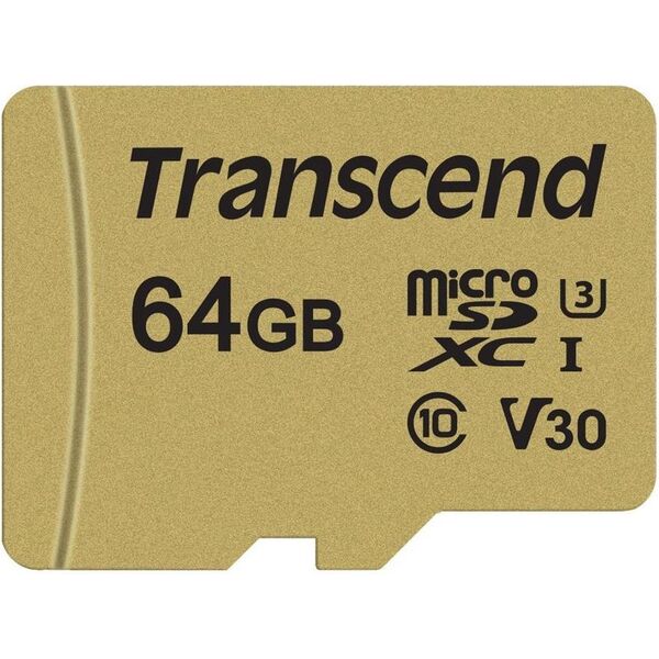 Karta Transcend 500S MicroSDXC 64 GB Class 10 UHS-I/U3 V30 (TS64GUSD500S)