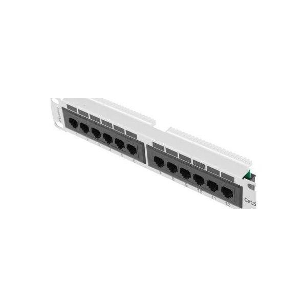 Lanberg Patch Panel 12 Port 1U 10 cali kategoria 6 szary -PPU6-9012-S