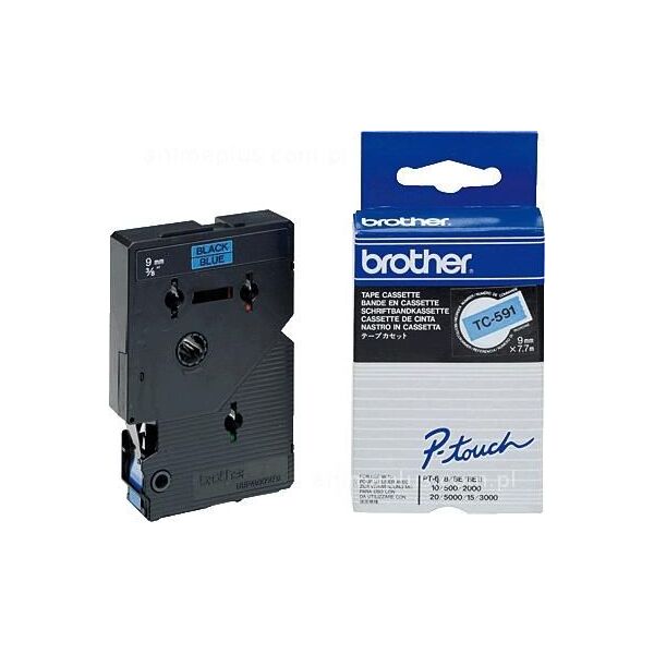 Brother Taśma TC-591 Laminowana 9mm BLACK ON BLUE