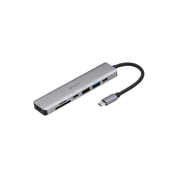 Adapter USB Tracer ADAPTER TRACER A-2, USB Type-C z czytnikiem kart, HDMI 4K, USB 3.0, PDW 60W