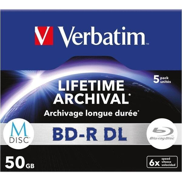 Odtwarzacz Blu-ray Verbatim 1x5 Verbatim M-Disc BD-R Blu-Ray 50GB 6x Speed, Jewel Case