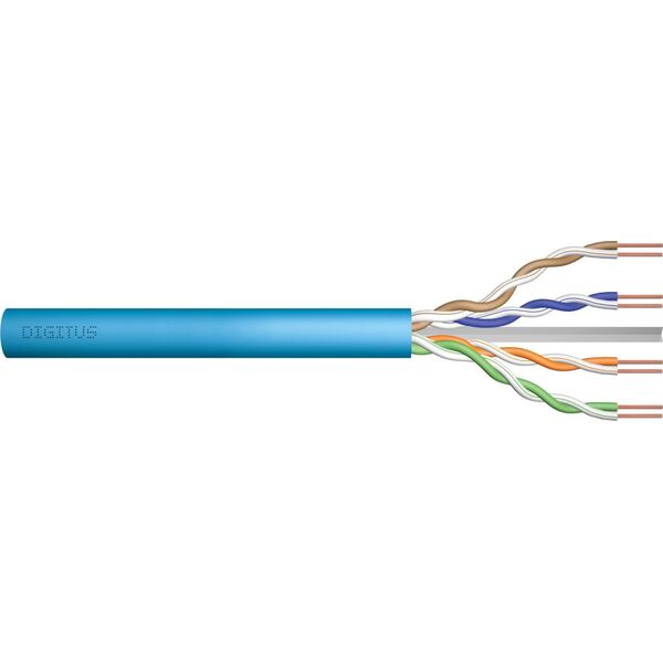 Digitus Kabel teleinformatyczny instalacyjny DIGITUS kat.6A, U/UTP, Dca, AWG 23/1, LSOH, 100m, niebieski, ofoliowany