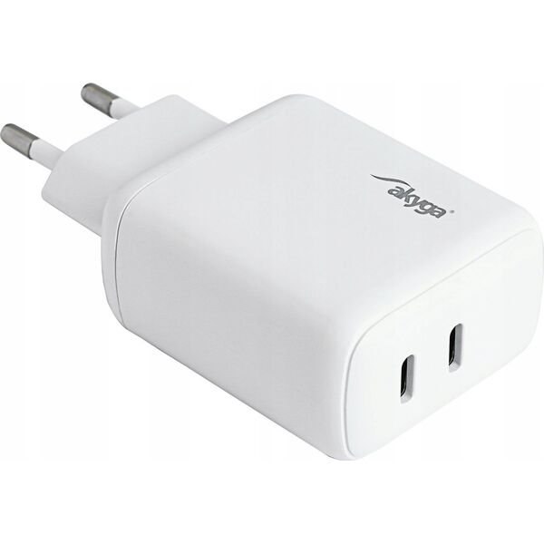 Ładowarka Akyga AKYGA Ładowarka sieciowa AK-CH-19 40W 2x USB-C 20W PD Quick Charge 3.0 5-12V / 1.67-3A biała