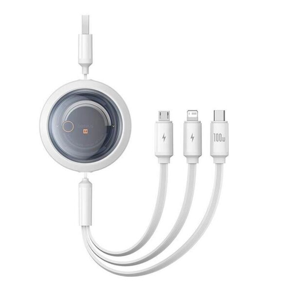 Baseus 3-in-1 Free2Draw USB to M+L+C 100W Cable 1.1 m White (P10368700211-02) (BASP10368700211-02) έως 12 άτοκες Δόσεις
