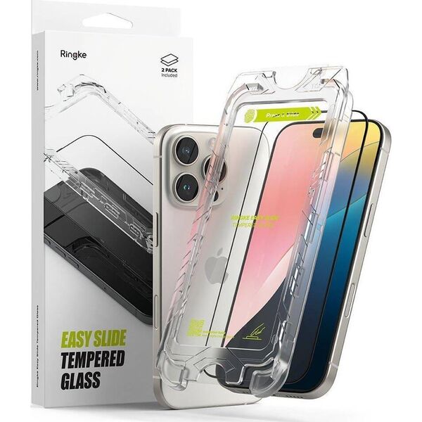 Ringke SZKLO HARTOWANE RINGKE EASY SLIDE 2-PACK IPHONE 16 PRO BLACK