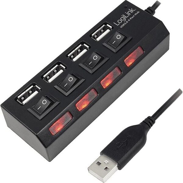 HUB USB LogiLink 4x USB-A 2.0 (UA0128)