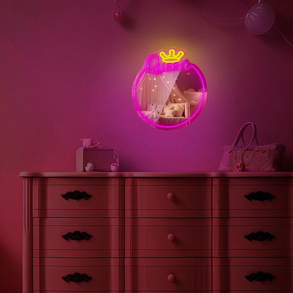 Neon MIRROR LED QUEEN warm white pink FMNE04 Forever Light 5907457763036