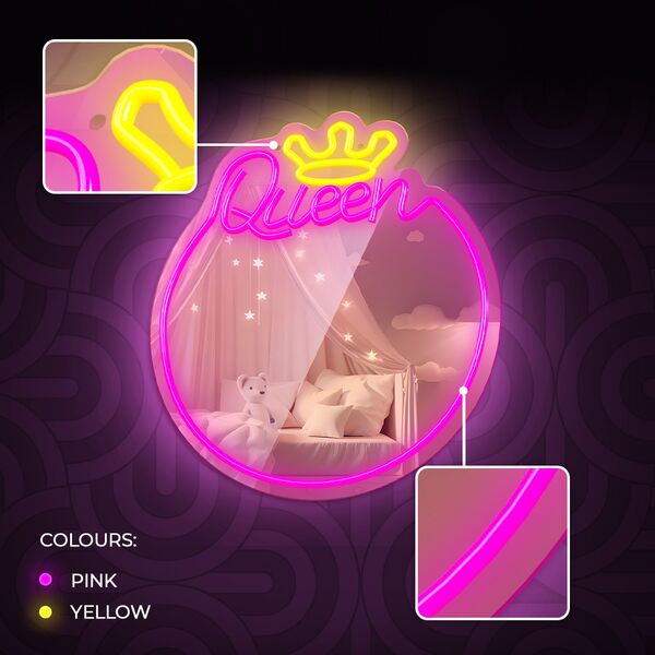 Neon MIRROR LED QUEEN warm white pink FMNE04 Forever Light 5907457763036