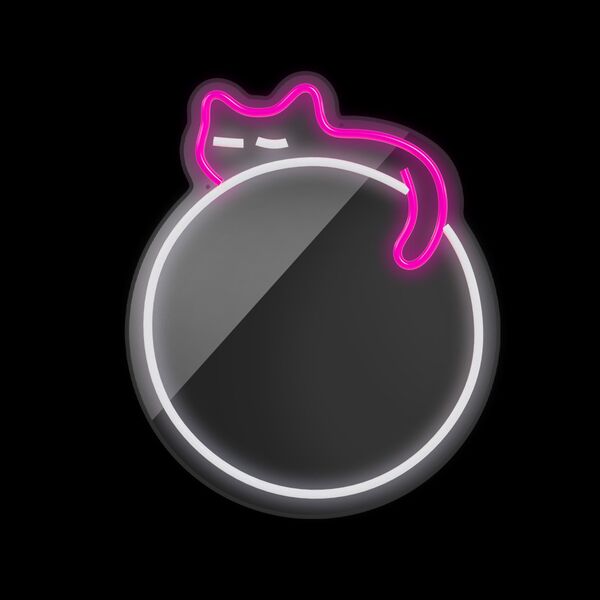Neon MIRROR LED SLEEPING CAT white pink FMNE03 Forever Light 5907457763029
