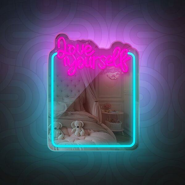 Neon MIRROR LED LOVE YOURSELF turquoise pink FMNE01 Forever Light 5907457763005