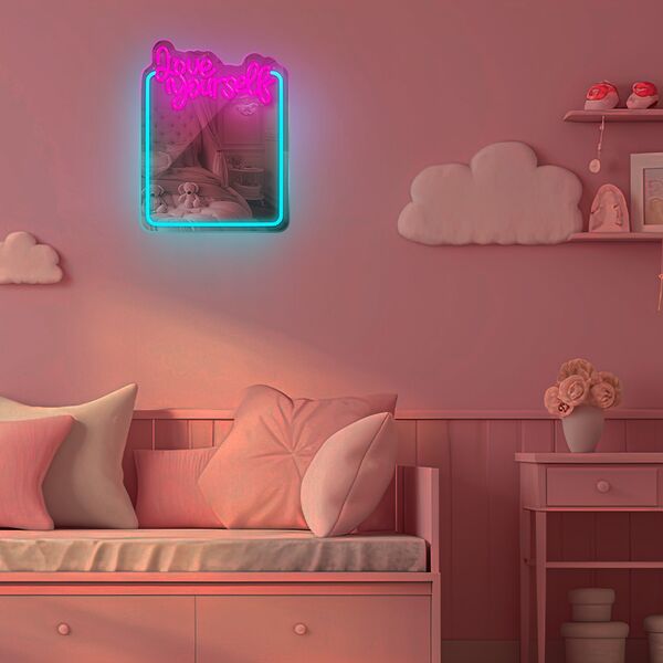 Neon MIRROR LED LOVE YOURSELF turquoise pink FMNE01 Forever Light 5907457763005