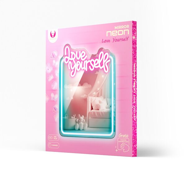 Neon MIRROR LED LOVE YOURSELF turquoise pink FMNE01 Forever Light 5907457763005