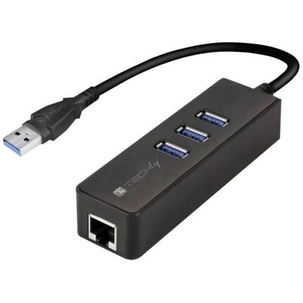 HUB USB Techly 1x RJ-45  + 3x USB-A 3.0 (IDATA-USB-ETGIGA-3U2)