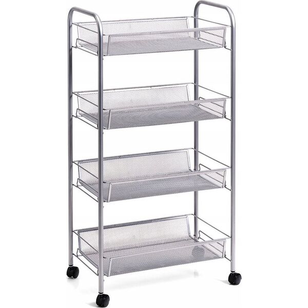 Zeller Universal organizer, ράφι με ρόδες, ατσάλινο πλέγμα, αποθήκευση σε 4 επίπεδα, Zeller 13429155 4003368181721