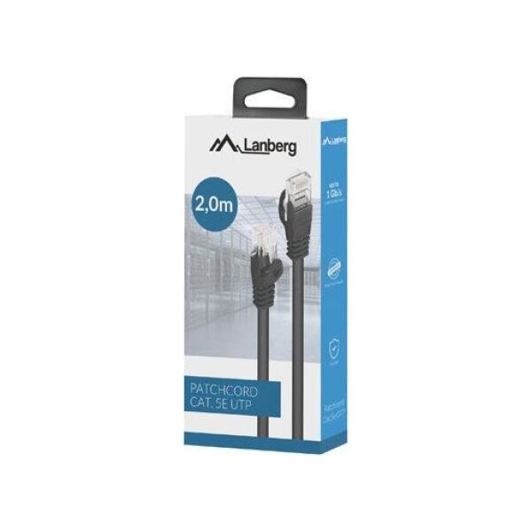 Lanberg PATCHCORD KAT.5E UTP 2M CZARNY BOX FLUKE PASSED LANBERG