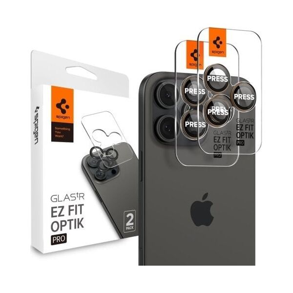 Spigen Spigen Glass tR EZ Fit Optik Pro 2 Pack, desert titanium - iPhone 16 Pro/Pro Max