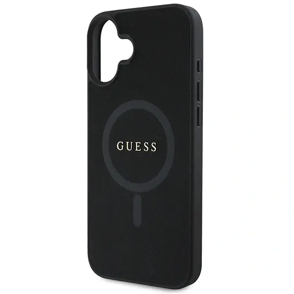 Guess case for iPhone 16 Plus 6,7&quot; GUHMP16MPSAHMCK black hardcase Saffiano Classic Logo MagSafe 3666339342418