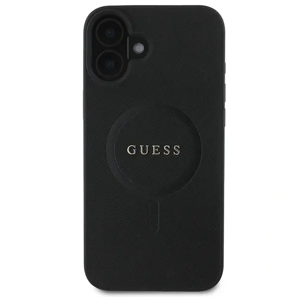 Guess case for iPhone 16 Plus 6,7&quot; GUHMP16MPSAHMCK black hardcase Saffiano Classic Logo MagSafe 3666339342418