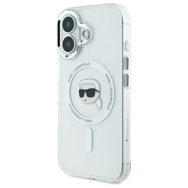 Karl Lagerfeld case for iPhone 16 Plus 6,7&quot; KLHMP16MHLSKIH white Hard IML Metal Karl Head MagSafe 3666339318055