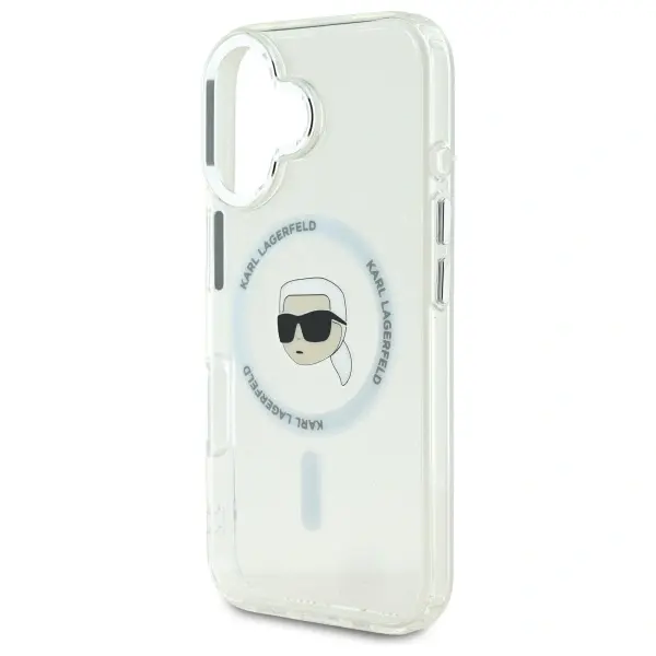 Karl Lagerfeld case for iPhone 16 Plus 6,7&quot; KLHMP16MHLSKIH white Hard IML Metal Karl Head MagSafe 3666339318055