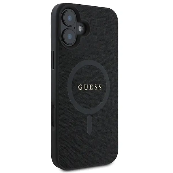 Guess case for iPhone 16 Plus 6,7&quot; GUHMP16MPSAHMCK black hardcase Saffiano Classic Logo MagSafe 3666339342418