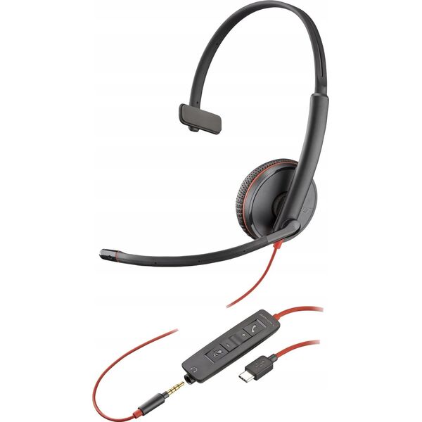 Słuchawki HP HP Poly Blackwire C3215 Monaural Headset +Carry Case Bulk