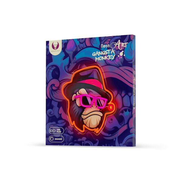 Neon ART LED GANGSTA MONKEY multicolor FLA03 Forever Light 5900495974235