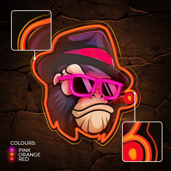 Neon ART LED GANGSTA MONKEY multicolor FLA03 Forever Light 5900495974235