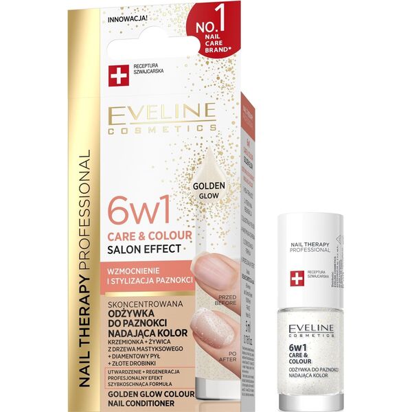 EVELINE KOLOROWKA EVELINE KOL Odżyw d/pazn CARE&COLOUR 6w1 Golden G