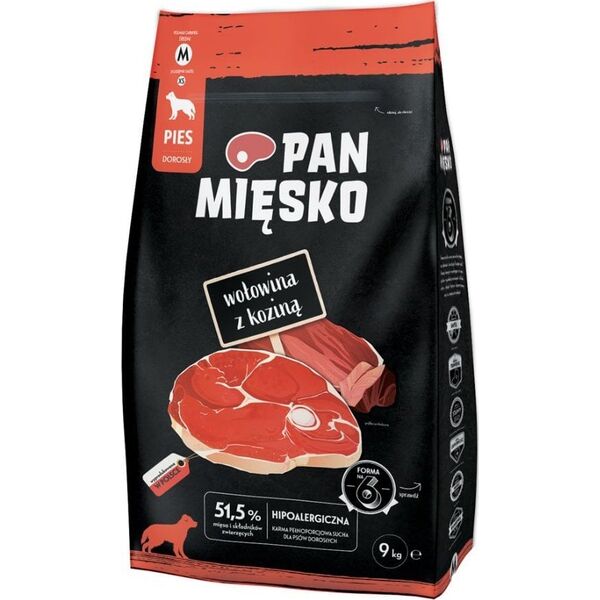 Pan Mięsko Karma sucha dla psa Wołowina z koziną (dorosły) chrupki M 9kg