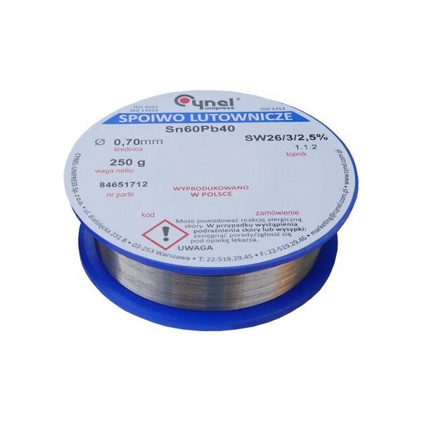 Mojeledy Cyna 1,00mm 100g SW26/3/2.5% spoiwo lutownicze (Sn60Pb40)