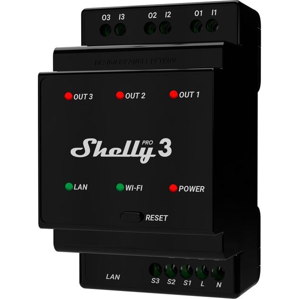 Shelly Pro 3 - przekaźnik, czarny (M0000073)