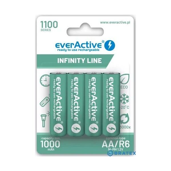 EverActive Akumulatory R6/AA 1100 mAH, blister 4 SZT. INFINITY LINE, technologia ready to use