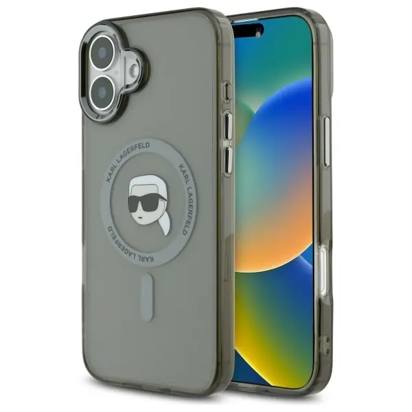 Karl Lagerfeld case for iPhone 16 Plus 6,7&quot; KLHMP16MHLSKIK black Hard IML Metal Karl Head MagSafe 3666339318178