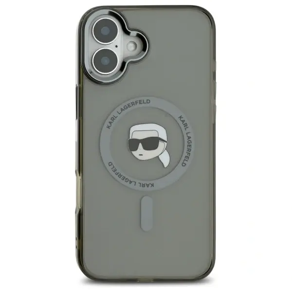Karl Lagerfeld case for iPhone 16 Plus 6,7&quot; KLHMP16MHLSKIK black Hard IML Metal Karl Head MagSafe 3666339318178