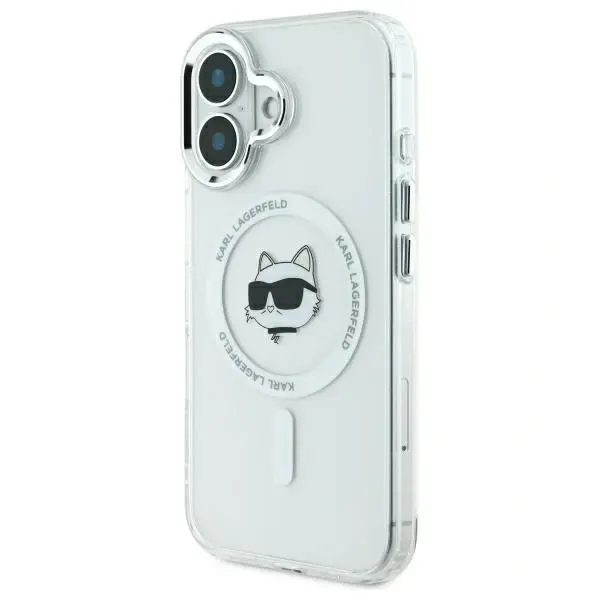Karl Lagerfeld case for iPhone 16 Plus 6,7&quot; KLHMP16MHLSCHH white Hard IML Metal Choupette Head MagSafe 3666339318093