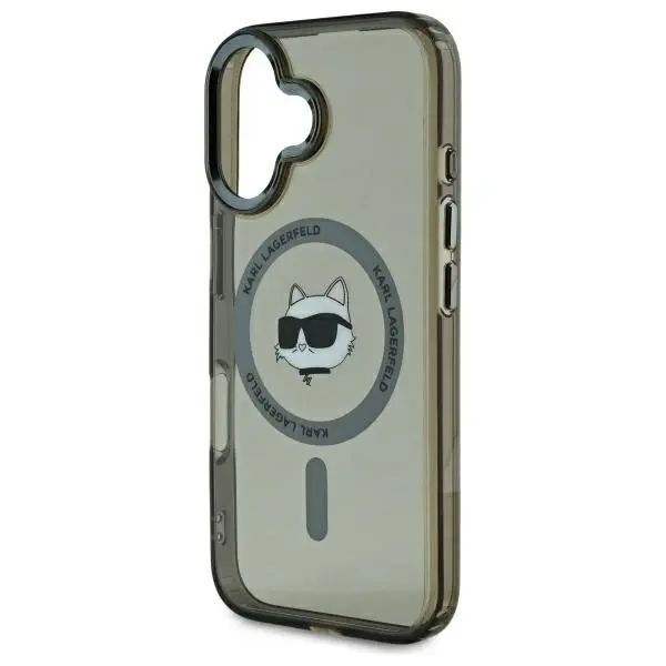 Karl Lagerfeld case for iPhone 16 6,1&quot; KLHMP16SHLSCHK black Hard IML Metal Choupette Head MagSafe 3666339318208